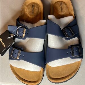 Torotto Men's Blue and Tan Sandals